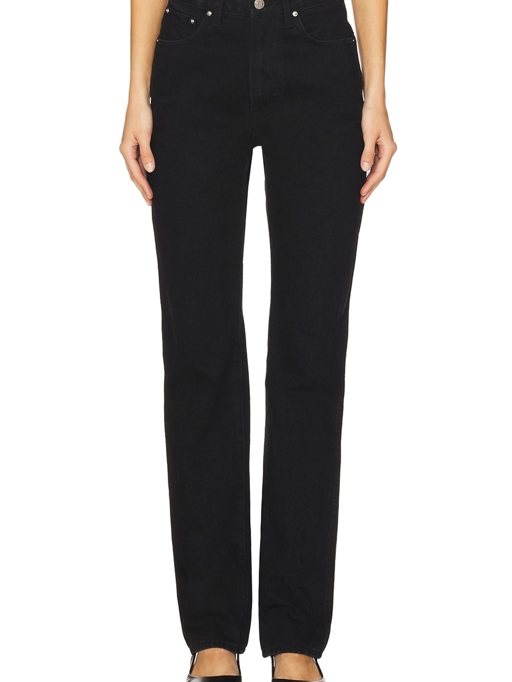 GRLFRND Black High-Rise Straight Leg Jeans
